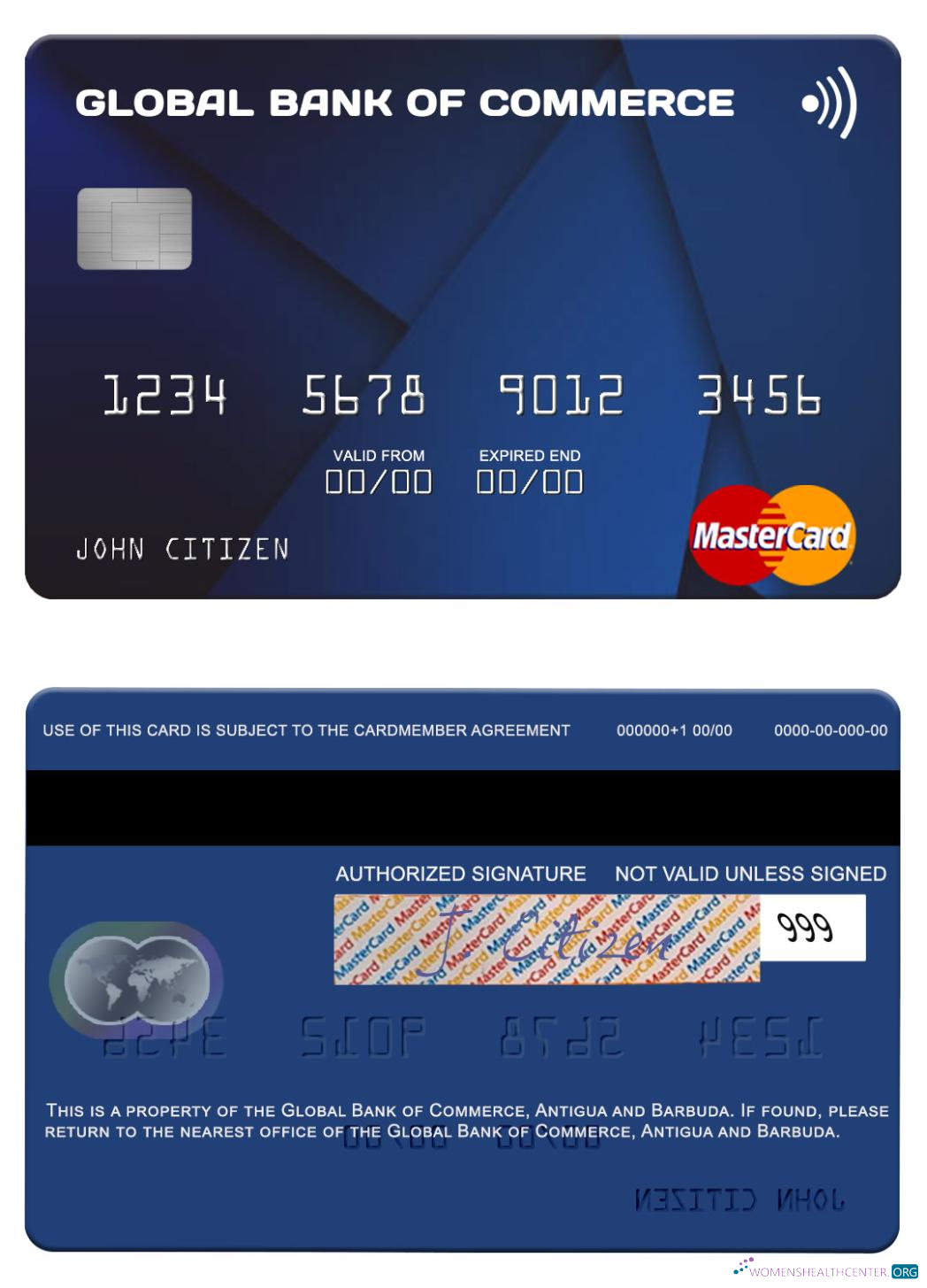 Download Antigua and Barbuda Global Bank of Commerce mastercard Photoshop template